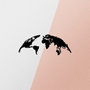 Wallity World Map Small Metal Decor Negro